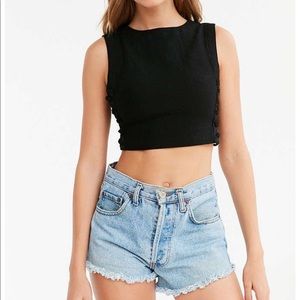 Silence+Noise sally side strap up black crop top